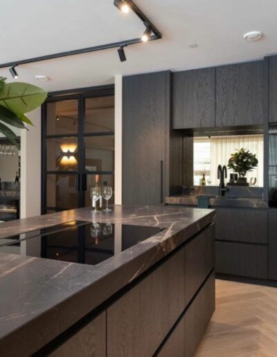 Dubbele taatsdeur, Skygate Classic Nº4, RAL9005, bruin getint glas