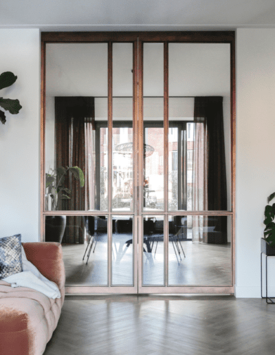 Dubbbele schuifdeur in Edel Koper