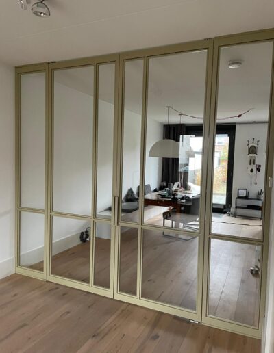 Champagne metallic stalen schuifpui