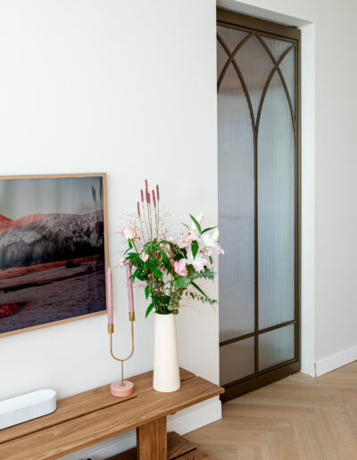 Stalen taatsdeur in Metallic Brons met geribbeld glas