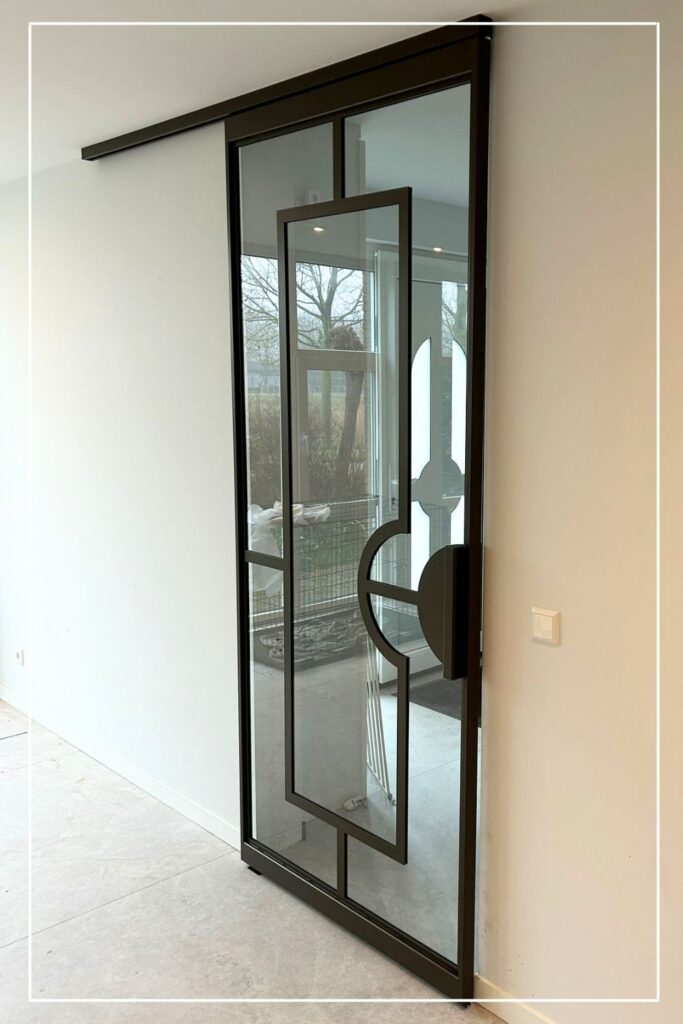 Maatwerk stalen deur eigen ontwerp met glas
