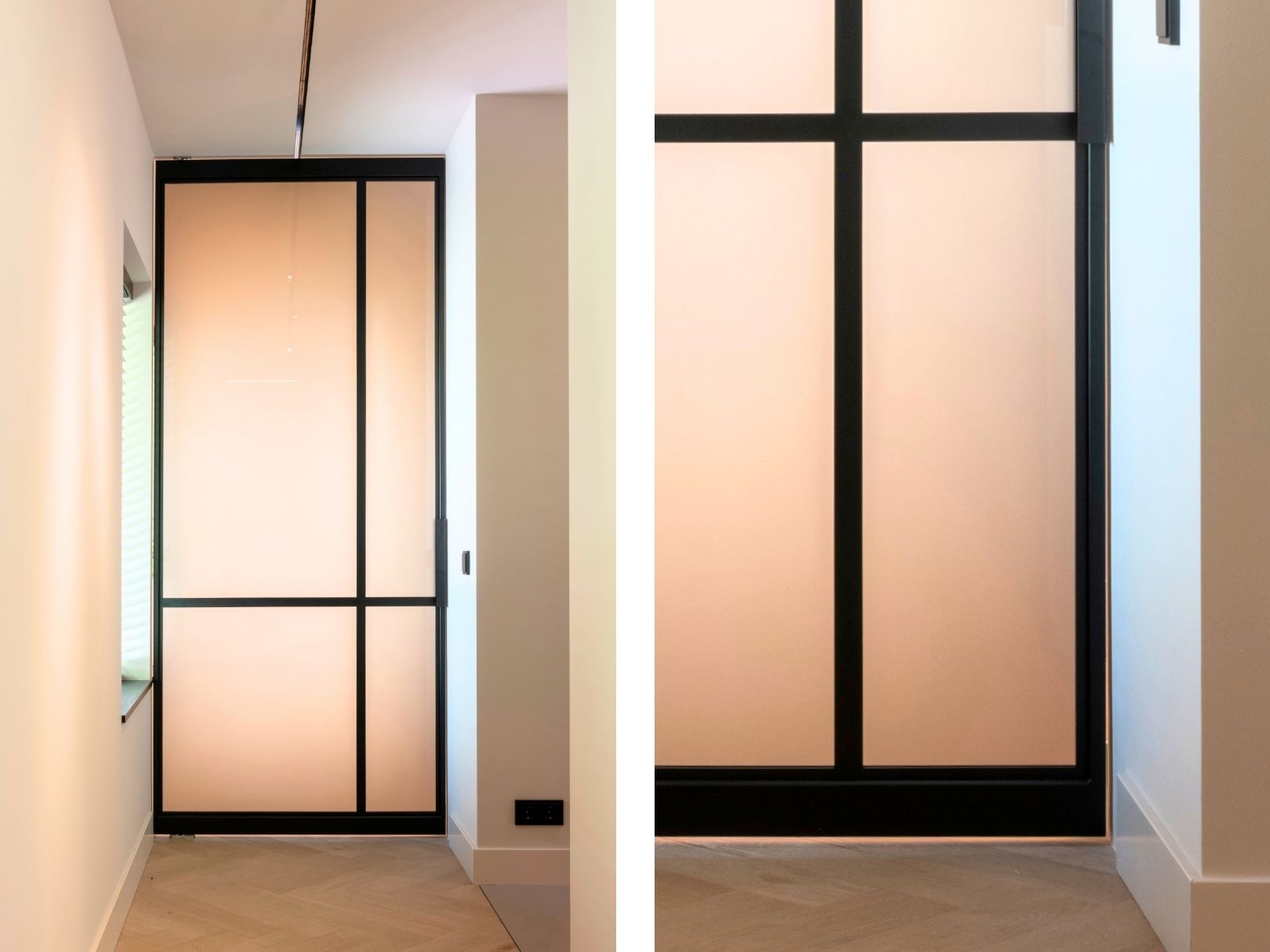 Maatwerk stalen deuren met glas in luxe interieur van Skygate.