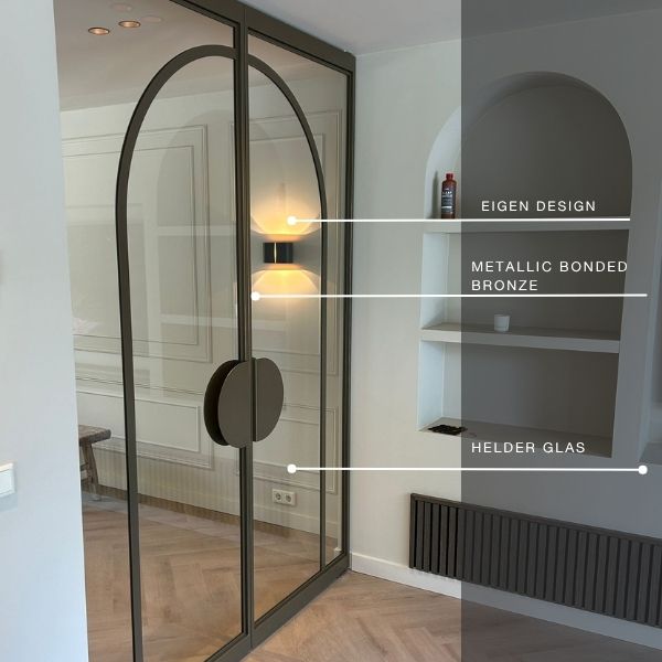 Houtlook stalen schuifdeuren