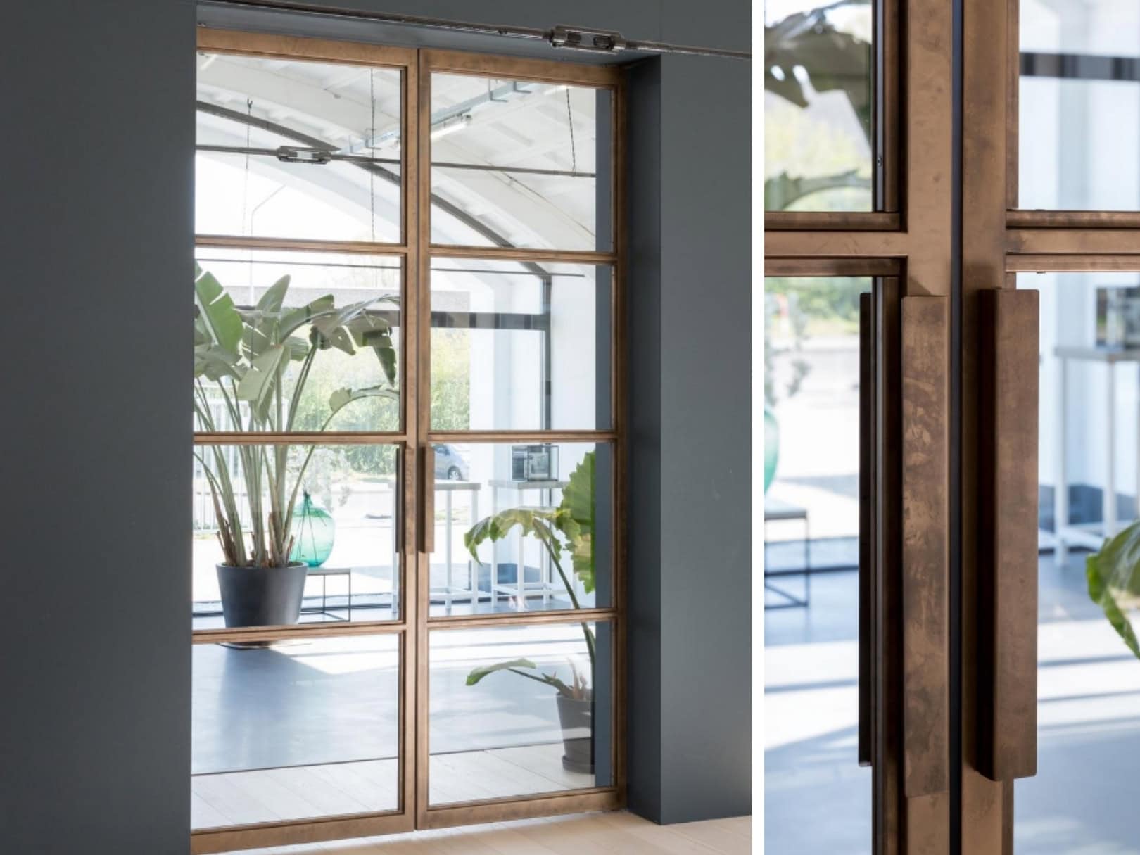 Skygate stalen taatsdeur met glas en luxe edel kleurafwerking, maatwerk binnendeur.